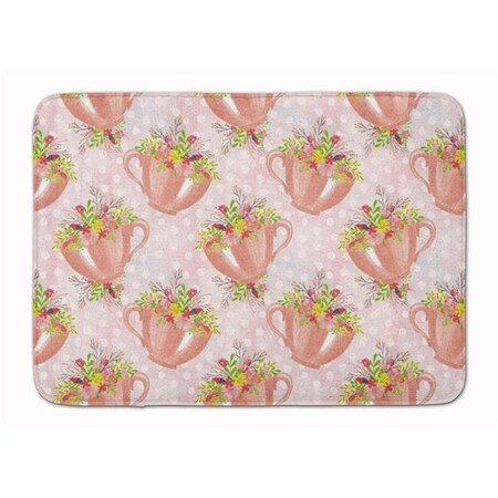 Carolines Treasures Carolines Treasures BB7481RUG Tea Cup & Flowers Pink Machine Washable Memory Foam Mat BB7481RUG